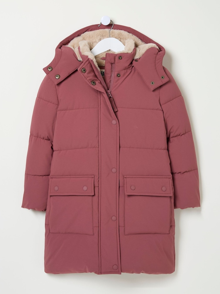 FatFace Letty Rose Pink Longline Padded Jacket - Image 6 of 6