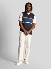 Lyle & Scott Blue Volley Stripe Knitted Vest - Image 3 of 5