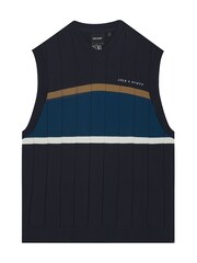 Lyle & Scott Blue Volley Stripe Knitted Vest - Image 5 of 5