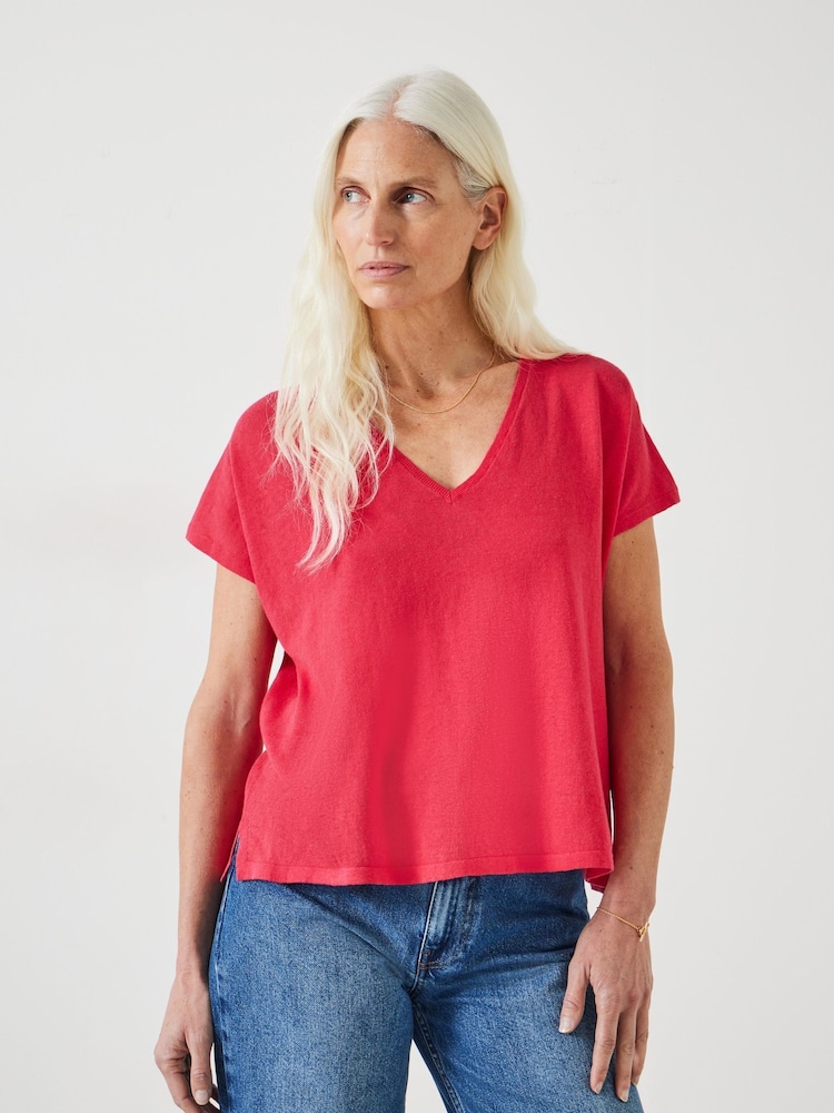 Hush Pink Emmerline Linen Blend Knitted Top - Image 1 of 5