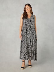 Live Unlimited Black Curve Petite Spot Print Ruffle Midaxi Dress - Image 1 of 5
