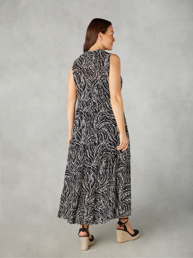 Live Unlimited Black Curve Petite Spot Print Ruffle Midaxi Dress - Image 2 of 5