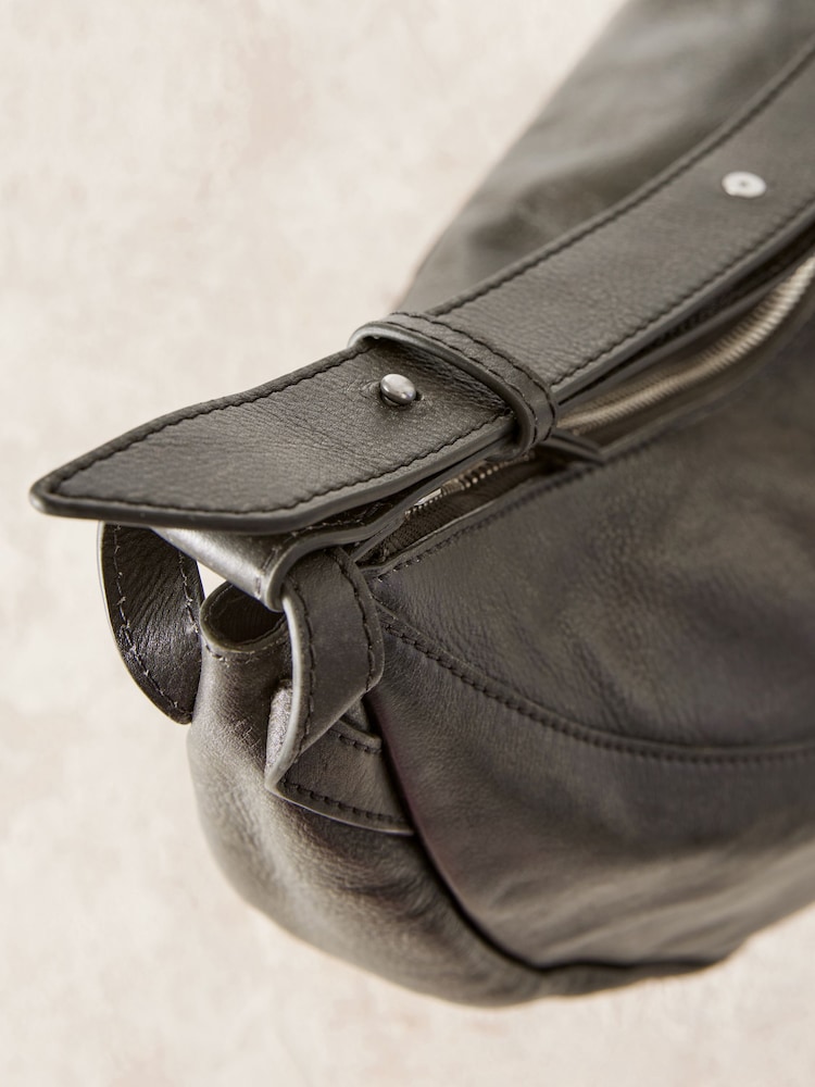 Gris - Sac bandoulière surdimensionné en cuir lavé - Image 10 of 11