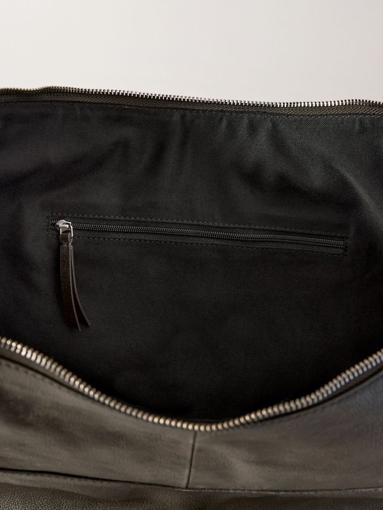 Gris - Sac bandoulière surdimensionné en cuir lavé - Image 8 of 11