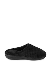 Totes Black Isotoner Popcorn Terry Mules Slippers - Image 2 of 5