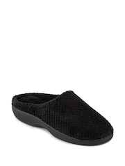 Totes Black Isotoner Popcorn Terry Mules Slippers - Image 3 of 5