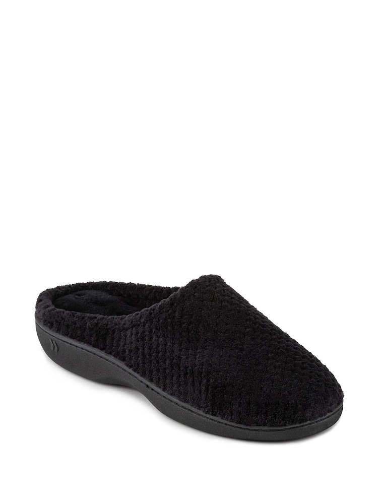 Totes Black Isotoner Popcorn Terry Mules Slippers - Image 3 of 5
