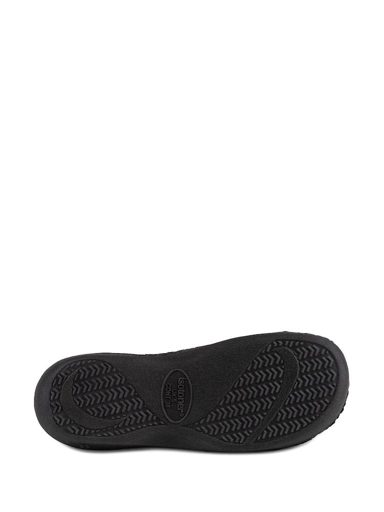 Totes Black Isotoner Popcorn Terry Mules Slippers - Image 5 of 5