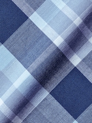 Charles Tyrwhitt Blue Check Short Sleeve Noniron Stretch Poplin Slub 100% Cotton Shirt - Image 4 of 5