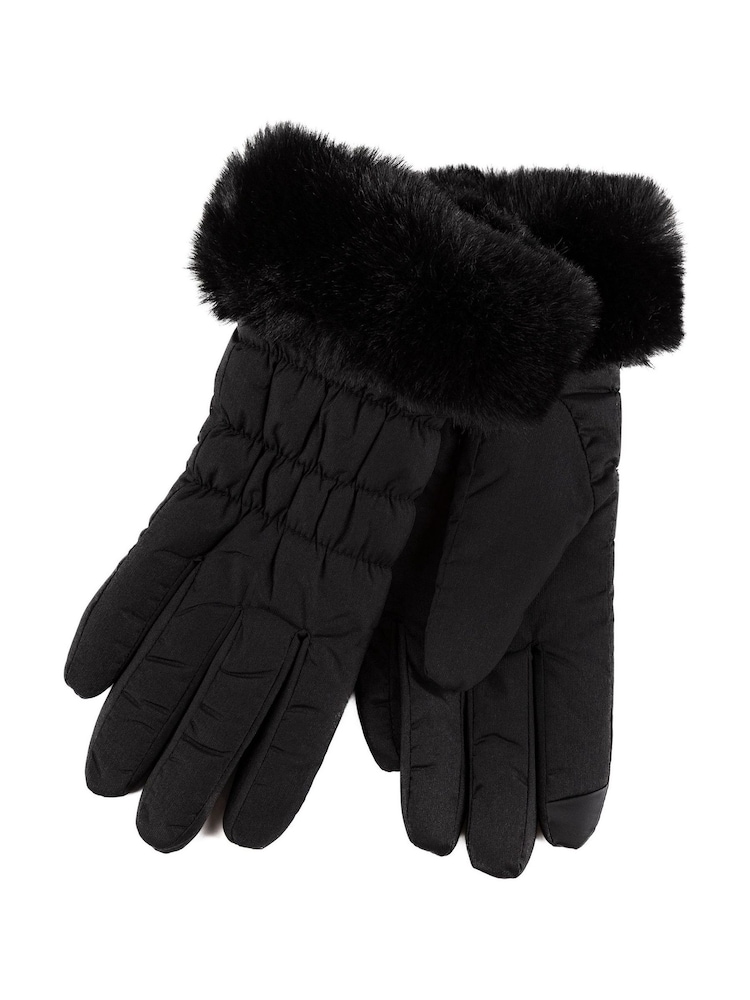 Totes Black Ladies Isotoner Water Repellent Gloves with Smartouch - Image 2 of 2