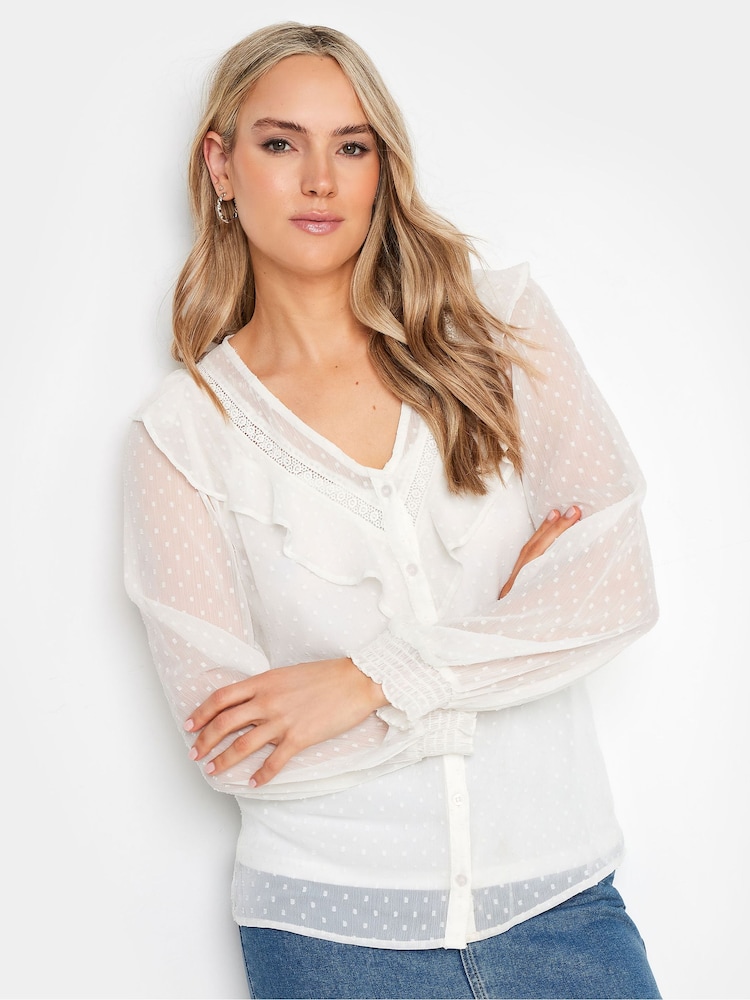 Blusa con volantes de tela dobby de Long Tall Sally - Imagen 1 de 4 Blusa con volantes de tela dobby de Long Tall Sally - Imagen 1 de 4