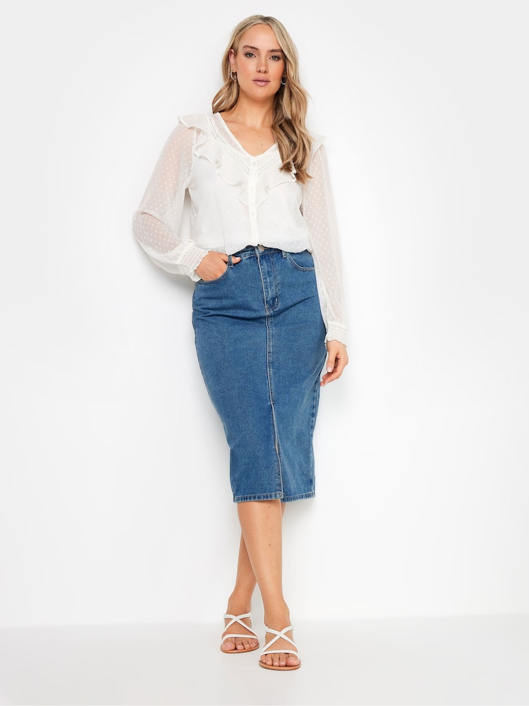 Блузка в горошек добби с оборками Long Tall Sally - Изображение 2 из 4