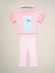 Lily & Jack Pink Top Flared Leggings And Headband Outfit Set 3 Piece - Image 1 of 5