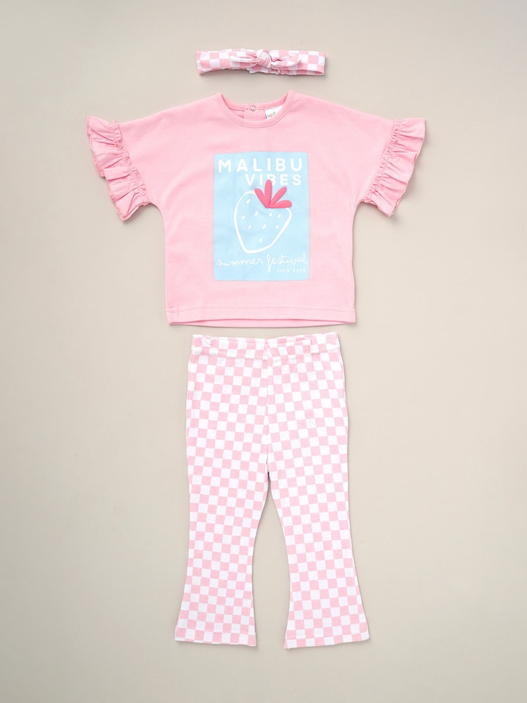 Lily & Jack Pink Top Flared Leggings And Headband Outfit Set 3 Piece - Image 1 of 5