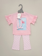 Lily & Jack Pink Top Flared Leggings And Headband Outfit Set 3 Piece - Image 2 of 5