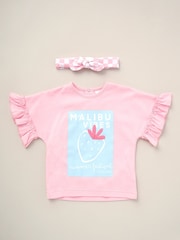 Lily & Jack Pink Top Flared Leggings And Headband Outfit Set 3 Piece - Image 3 of 5