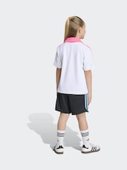 adidas Originals White Loose Polo Pinstripe Short T-Shirt Set - Image 2 of 6