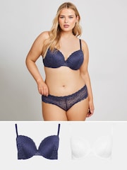Yours Curve Yours 2 PACK Sutiãs com bojo e acabamento em Brasazul e branca - Imagem 1 de 8