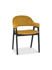Bentley Designs Weathered Oak Mustard Camden Peppercorn Upholstered Arm Chairs Set of 2 - Image 2 of 4