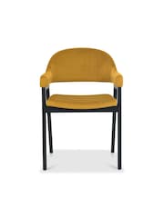 Bentley Designs Weathered Oak Mustard Camden Peppercorn Upholstered Arm Chairs Set of 2 - Image 3 of 4