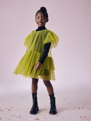 Lime Green 2-in-1 Mesh Party Dress (3-16yrs) - Image 1 of 8