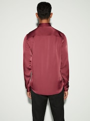 Red Regular Fit EDIT Satin Long Sleeve Shirt - Image 2 of 8