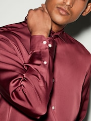 Red Regular Fit EDIT Satin Long Sleeve Shirt - Image 5 of 8