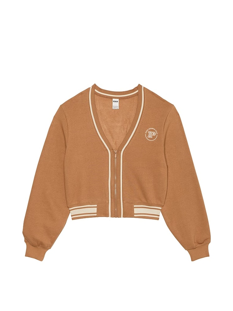 Victoria's Secret PINK Toffee Brown Fleece Cardigan - Image 3 of 3