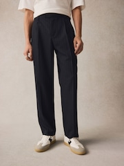Navy Blue EDIT Wide Pinstripe Smart Trousers - Image 1 of 9