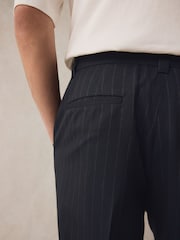 Navy Blue EDIT Wide Pinstripe Smart Trousers - Image 4 of 9