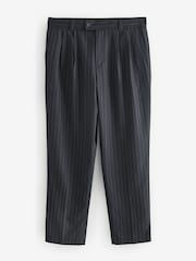 Navy Blue EDIT Wide Pinstripe Smart Trousers - Image 6 of 9