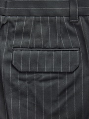 Navy Blue EDIT Wide Pinstripe Smart Trousers - Image 8 of 9