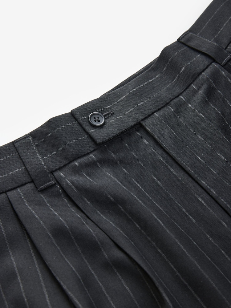 Navy Blue EDIT Wide Pinstripe Smart Trousers - Image 9 of 9