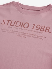 Pink Relaxed Fit Heavyweight Longline Crew Neck 100% Cotton T-Shirt - Image 3 of 4