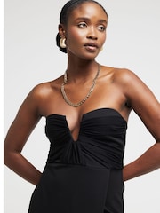 River Island Black Bandeau Plunge Midi Dress - Image 2 of 3