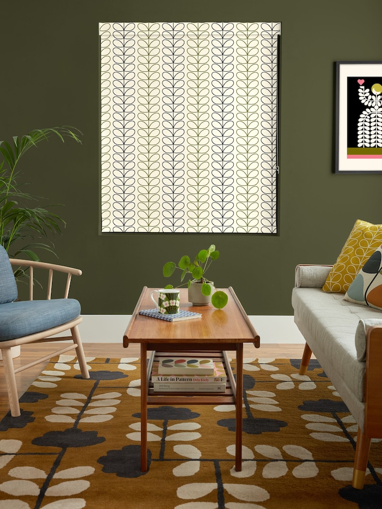 Orla Kiely Black and Olive Green Linear Stem Made to Measure 100% Cotton Roman Blinds - Image 7 of 7 Orla Kiely Black and Olive Green Linear Stem Made to Measure 100% Cotton Roman Blinds - Image 7 of 7