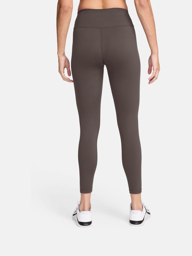 Nike Taupe Brown One High-Waisted 7/8 Leggings - Image 2 of 4