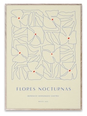 Paper Collective Grey Flores Nocturnas 01 Framed Wall Art Print in Natural Oak Frame - Image 1 of 4