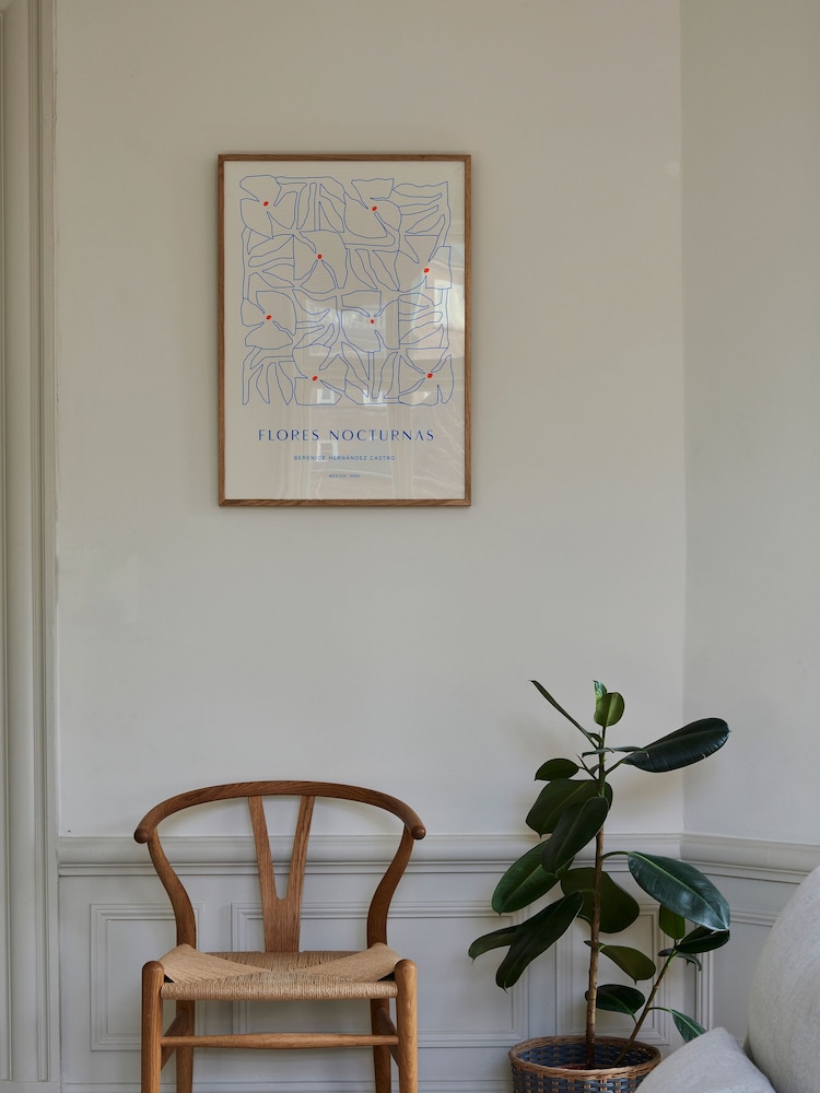 Paper Collective Grey Flores Nocturnas 01 Framed Wall Art Print in Natural Oak Frame - Image 2 of 4