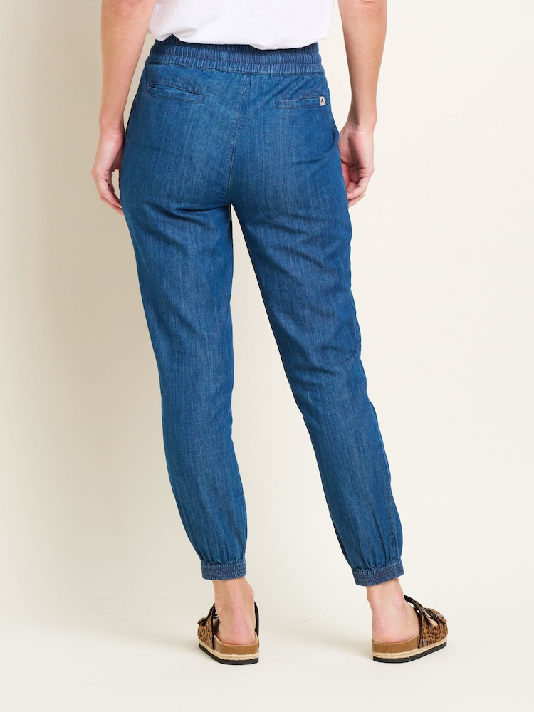 Brakeburn Blue 100% Cotton Chambray Beach Joggers - Image 2 of 4
