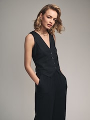 The Set Black/White 2 Pack Linen Blend Waistcoats - Image 1 of 8