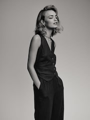 The Set Black/White 2 Pack Linen Blend Waistcoats - Image 4 of 8