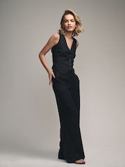 The Set Black/White 2 Pack Linen Blend Waistcoats - Image 5 of 8