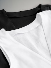 The Set Black/White 2 Pack Linen Blend Waistcoats - Image 8 of 8