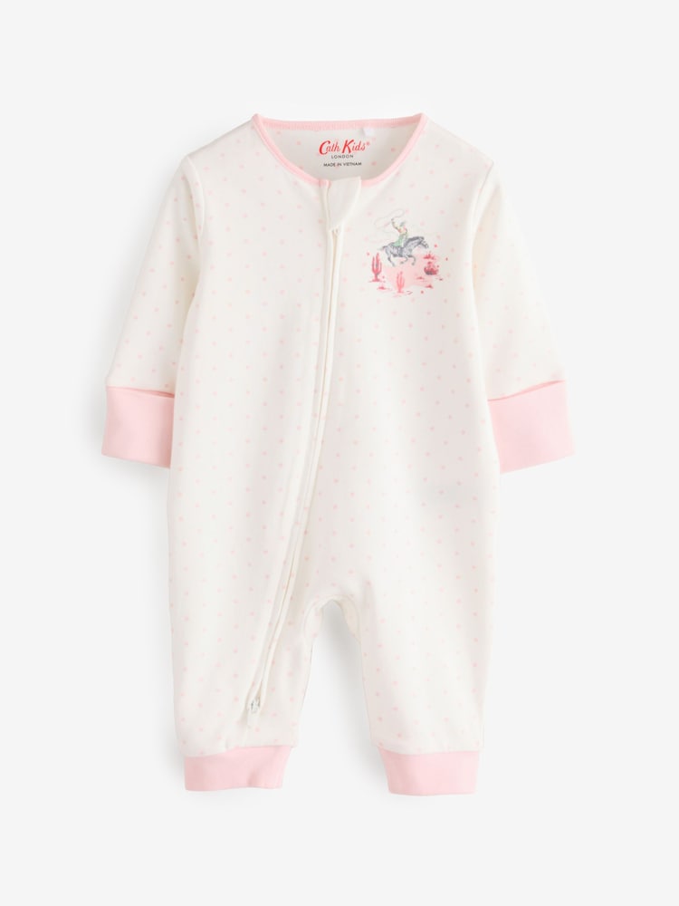 وردي/أبيض - Cath Kidston Floral Baby 100% Cotton Sleepsuits 3 Pack - صورة 2 من 6