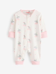 وردي/أبيض - Cath Kidston Floral Baby 100% Cotton Sleepsuits 3 Pack - صورة 3 من 6