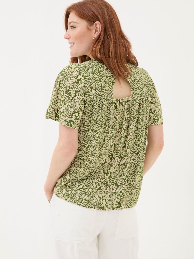 FatFace Jade Green Damask Floral Top - Image 2 of 6