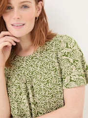 FatFace Jade Green Damask Floral Top - Image 3 of 6