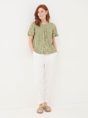 FatFace Jade Green Damask Floral Top - Image 5 of 6