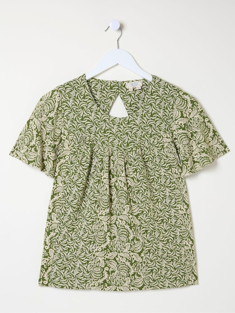 FatFace Jade Green Damask Floral Top - Image 6 of 6